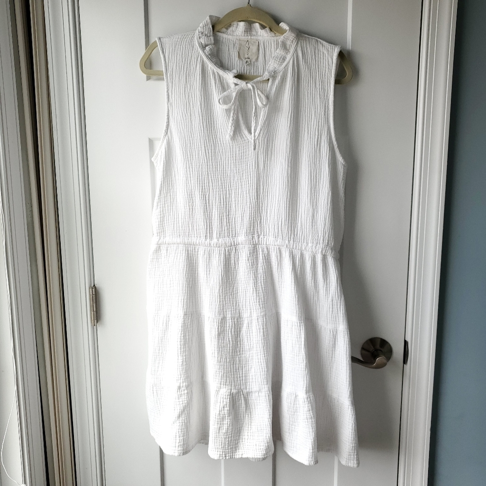 Joie Women's Tiered Cotton Gauze White Summer Dress Cover-up Size XL